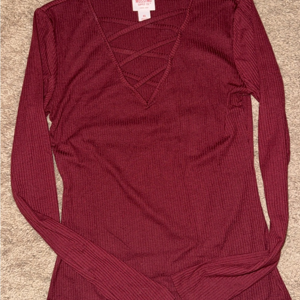 Mossimo Supply Co. Deep Red Long Sleeve Top